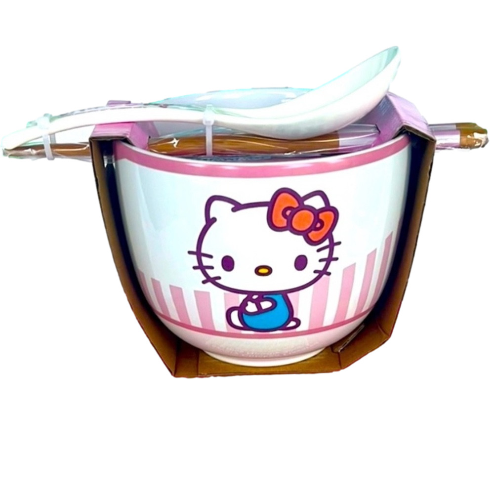 Hello Kitty Soup Bowl w/ Spoon and Chopsticks